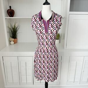Pianura Studio Checkered Ribbed Knit Collar Drop Waist Dress Size S